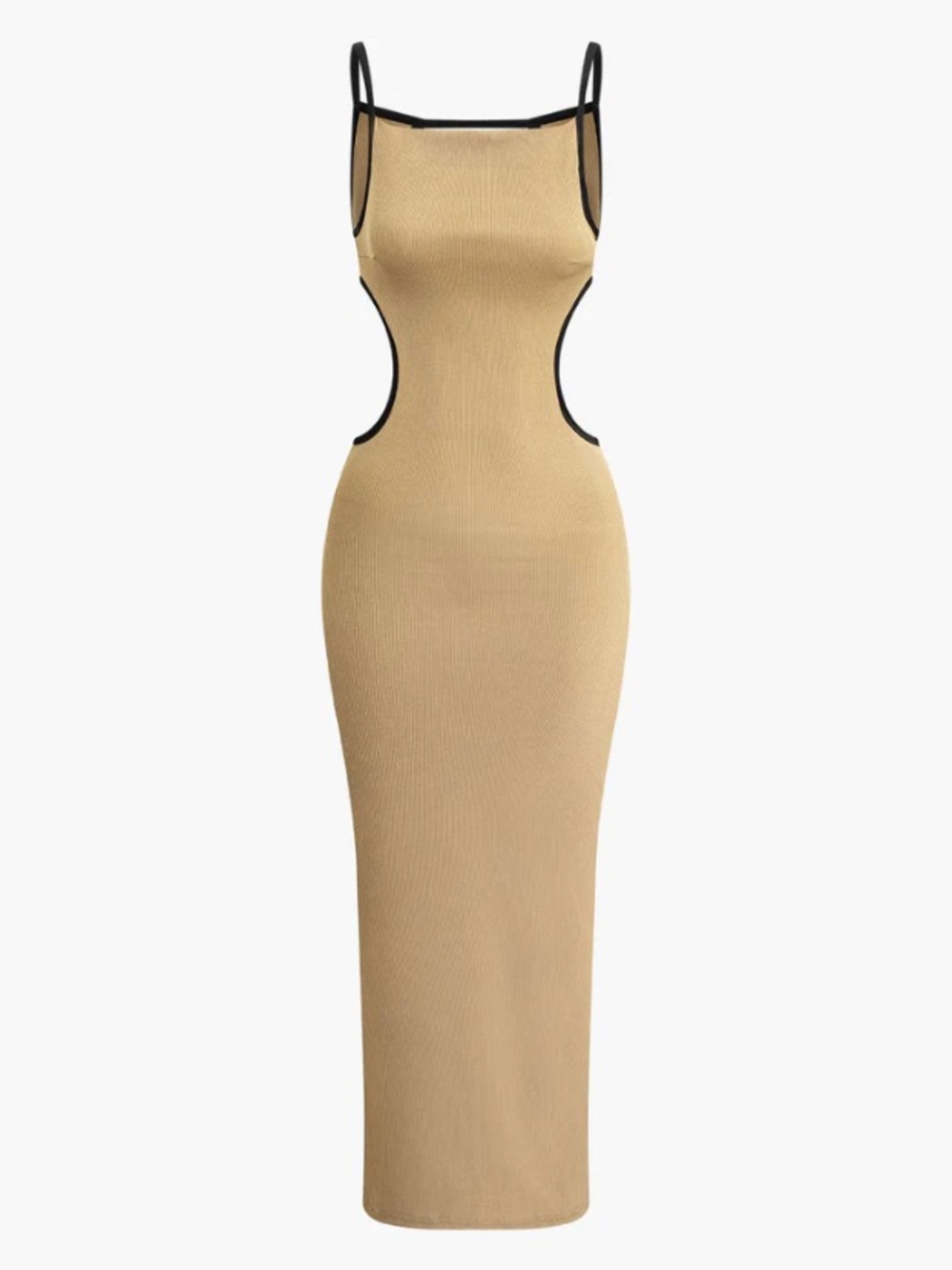 Sleeveless Green Midi Dress with Black Trim - Picture 3 of 4
